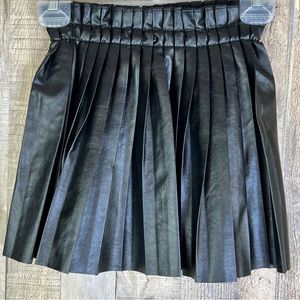 Welaken Pleather Pleated Black Skirt
